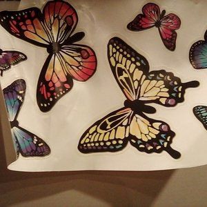Sheet of Multicolor Butterfly Wall Stickers Art Decals 8 Pieces